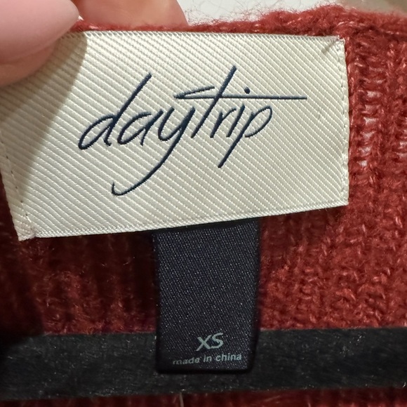 Women's Red Knit Sweater by Daytrip| Destructed | Boho| Buckle| - Picture 6 of 7